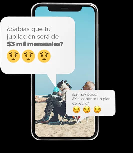 Teléfono mostrando información de jubilación
